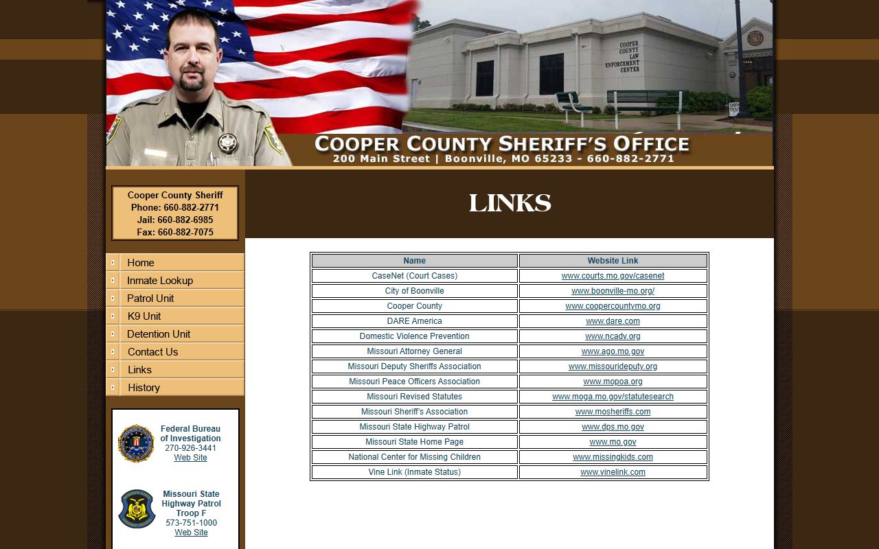 Cooper County jail mugshots official links for court records statutes and VINELink