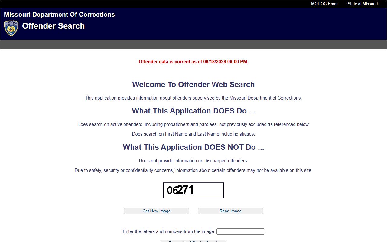 Missouri DOC offender search for Boonville Correctional Center inmate lookup